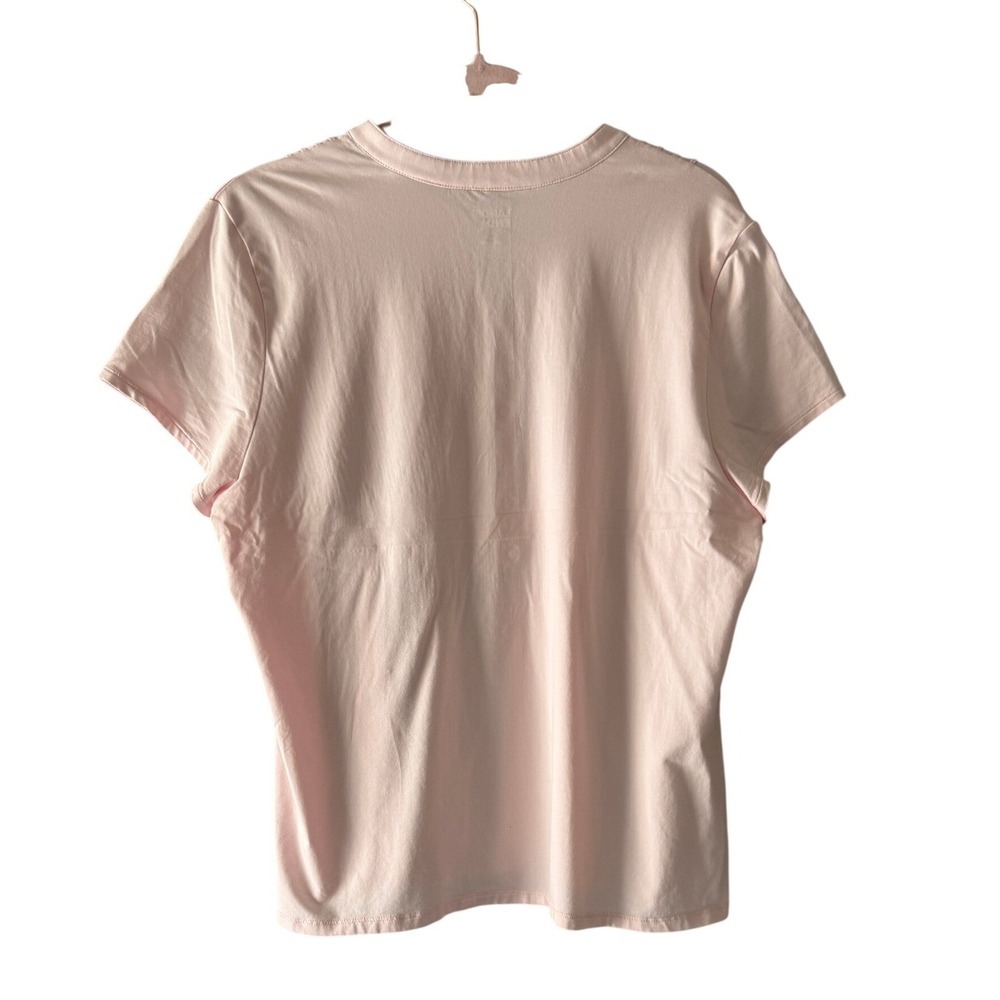 Lands End Womens Pink Pintuck Pleated Henley Short Sleeve Top Size L 14-16 - Picture 6 of 6